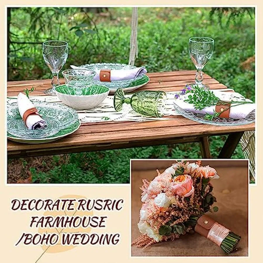 12 قطعة حلقات منديل جلدية خمر مشبك حامل مناديل ل ديكور للطاولات الزفاف الخريف عشاء حفلة عيد الشكر الجدول منديل #3