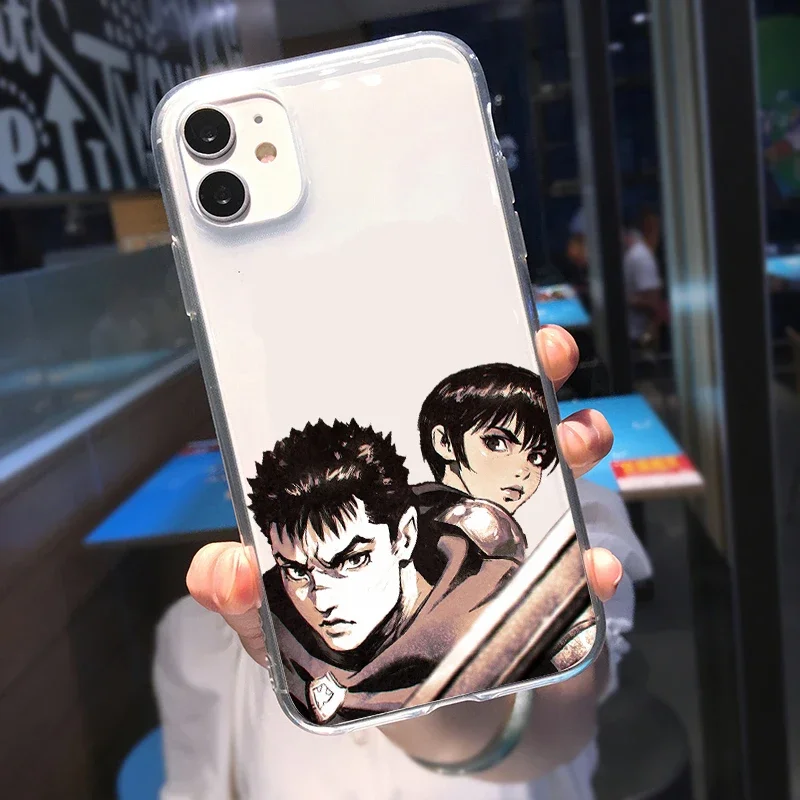 Berserk Guts Anime Phone Case for iPhone 15 14 13 12 11 Pro Max 14 Plus X Xs Max XR SE 2020 8 7 Plus Soft Cover Coque Funda