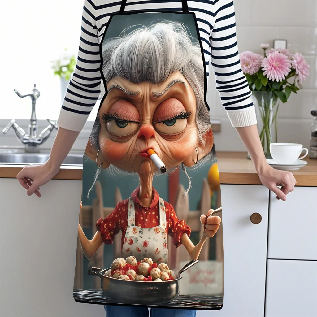 An Apron Featuring A Playful and Humorous Grandma Design, Suitable for Use By Both Men and Women in The Home Kitchen