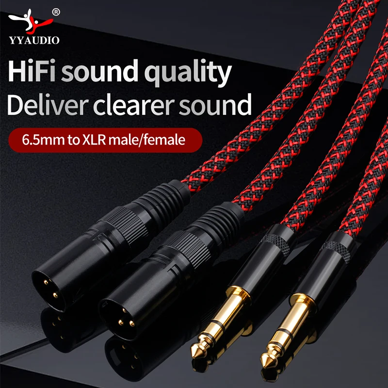 HiFi Dual 6,5 auf 2XLR Kabel 6N OFC 1/4" Klinkenstecker TRS 6,5mm auf XLR Stecker/Buchse 3-Pin Audiokabel für Lautsprecher Mischpult Mikrofon