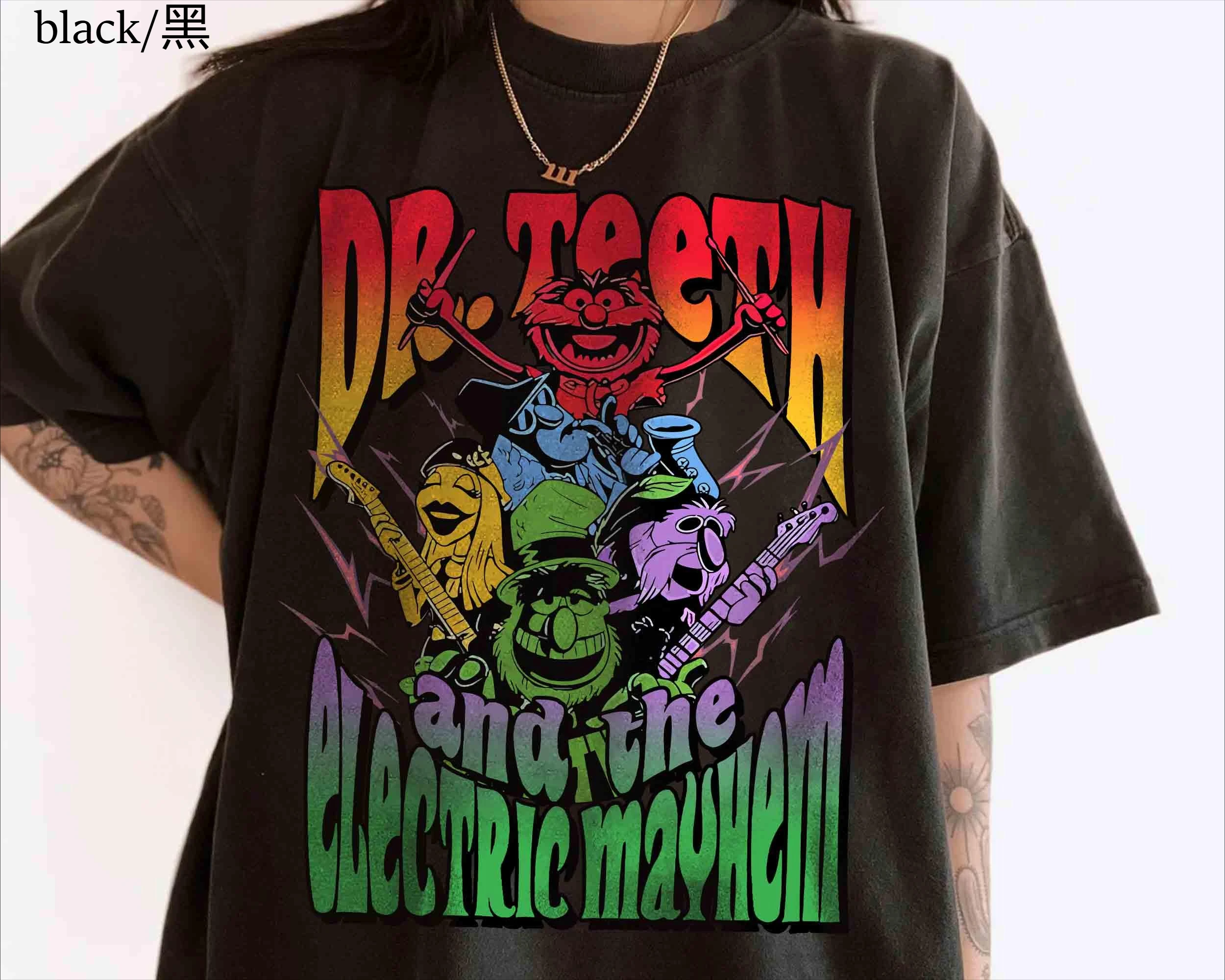 Retro Doctor Teeth And The Electric Mayhem Rock Band T-Shirt Disney Muppets Show Tee