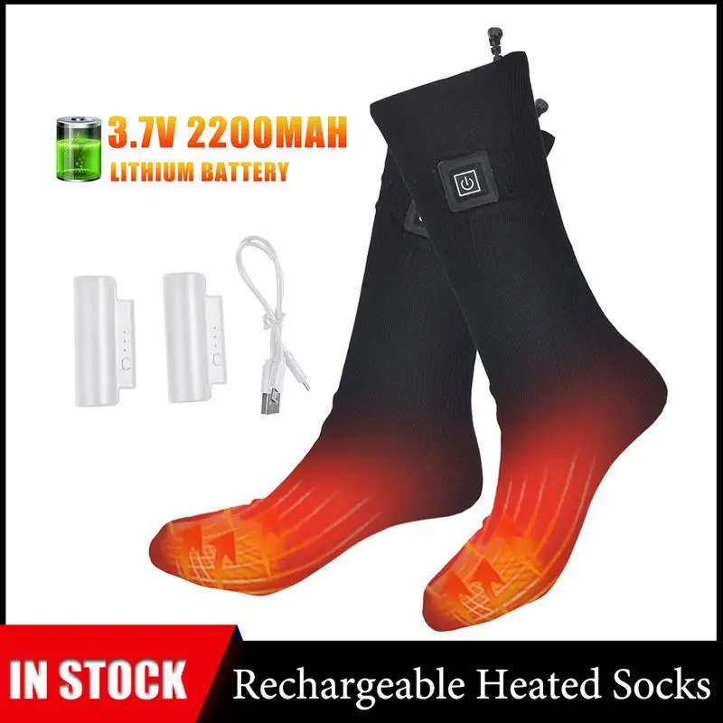 Electric Heated Socks With 3.7V 2200mAh Rechargeable Lithium Battery Powered Thermal Socks For Skiiing Camping Hiking dropship