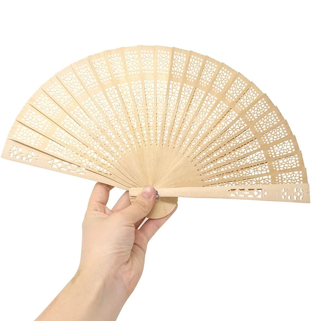 Wooden Hand Fan Hand Held Folding Fan with Gift Bags Wedding Favors (Pack of 24)