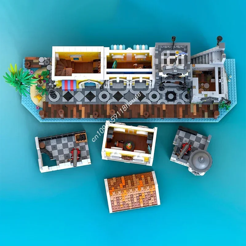 Moc Medieval Pirates Lagoon Lockup Modular Castle Model Building Blocks DIY Creative Assembly Bricks Kids Holiday Gifts Toys