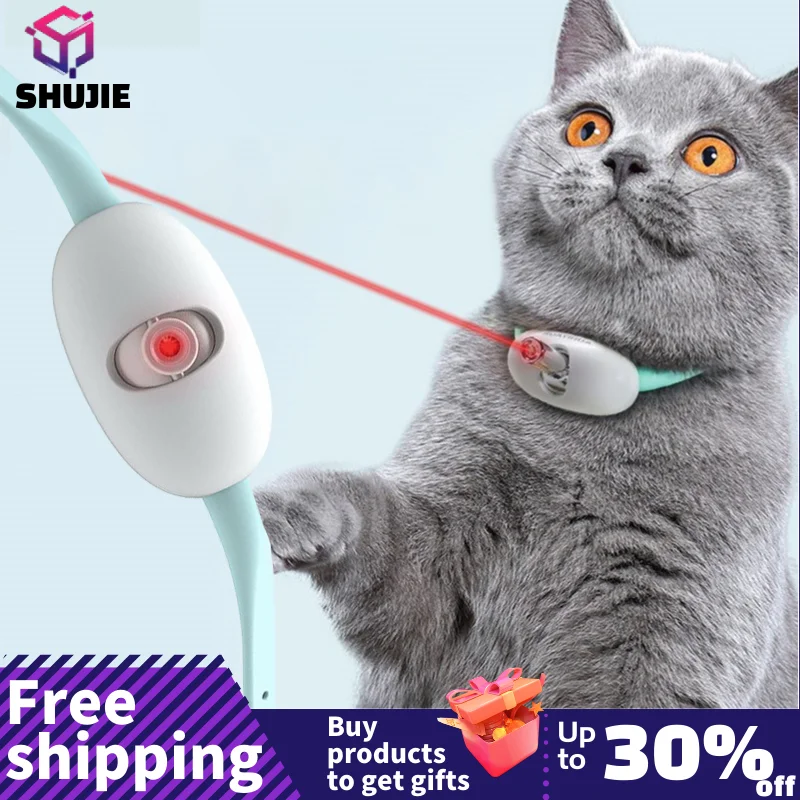 Automatic Cat Toy Smart Laser Teasing Cat Collar Electric USB Charging Kitten Amusing Toys Interactive Training Pet Items 2023