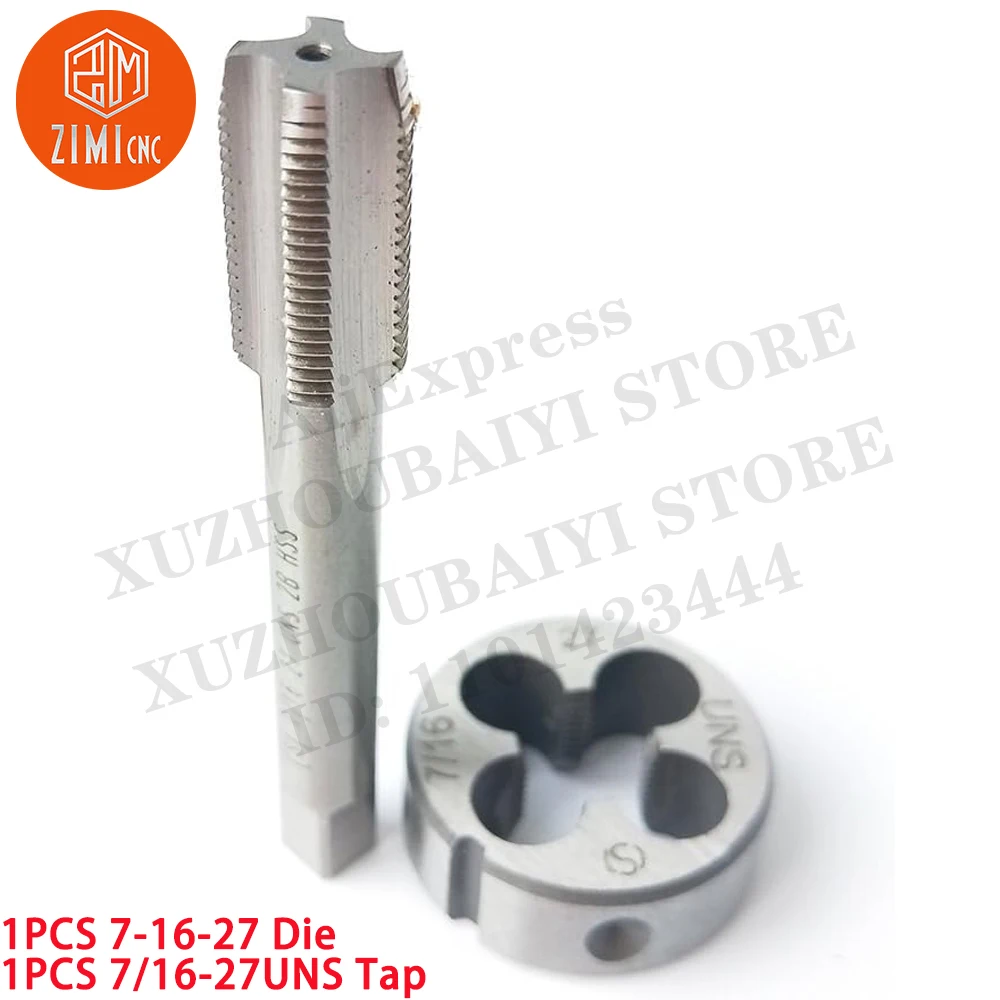 

1PCS 7-16-27 Die 1PCS 7/16-27UNS Tap Machine Thread Tap Round Thread Die Right Hand HSS Taper CNC tools metal lathe cutting tool