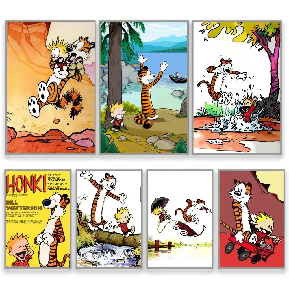 C-Calvin and H-Hobbes anime cartoon PVC Art Poster Sticky Wall Poster PVC Poster