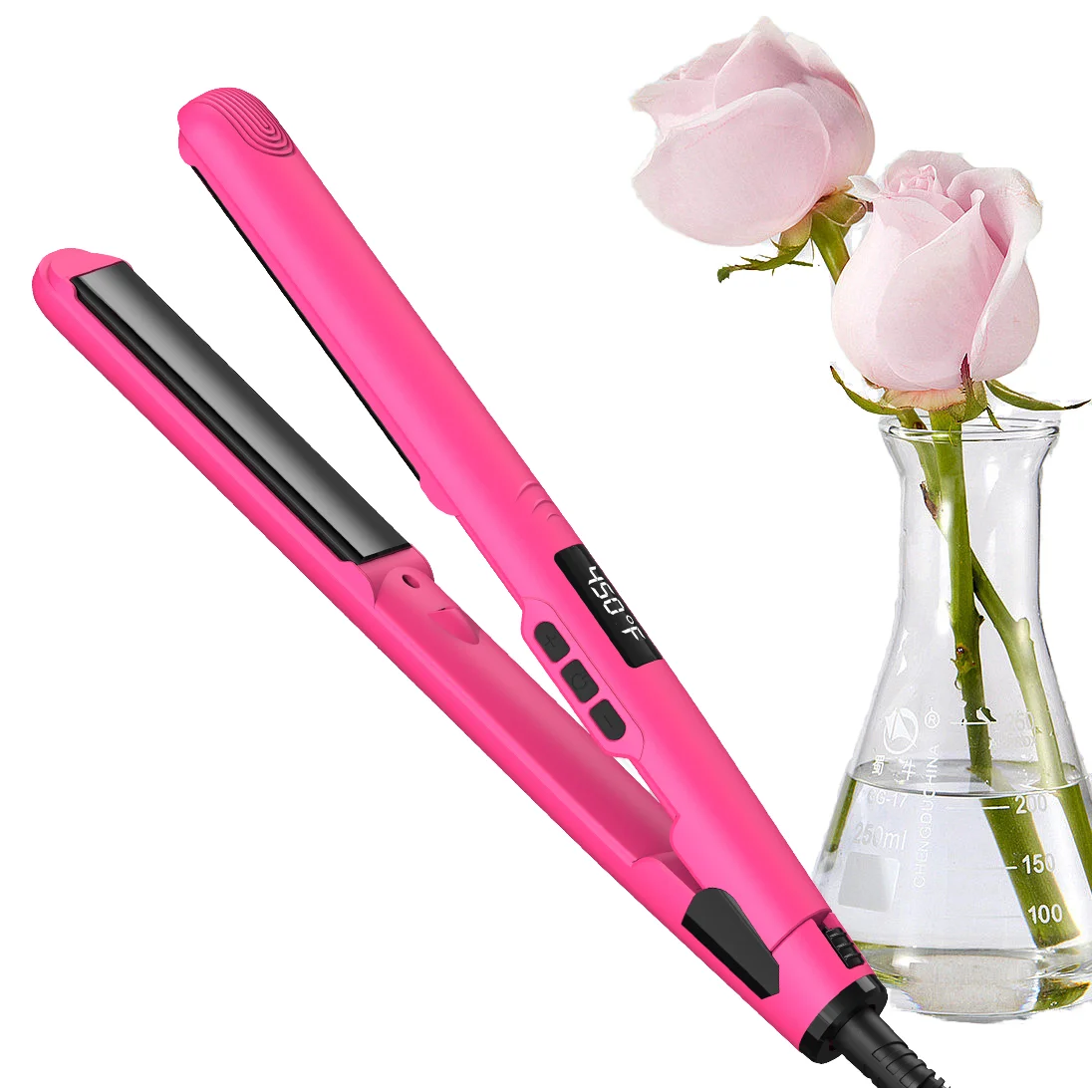 

SMET Professional Ionic Ceramic Flat Iron New Hair Straightening Device LCD Temperature Display PTC Plastic Electric Hotels