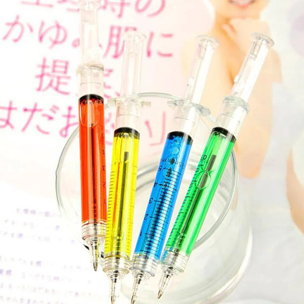 

15Pcs Ballpoint Pen Needle Tube Creative Slim Lightweight School Office Home Funny Ball Point Pen Realistic Stylish Writing