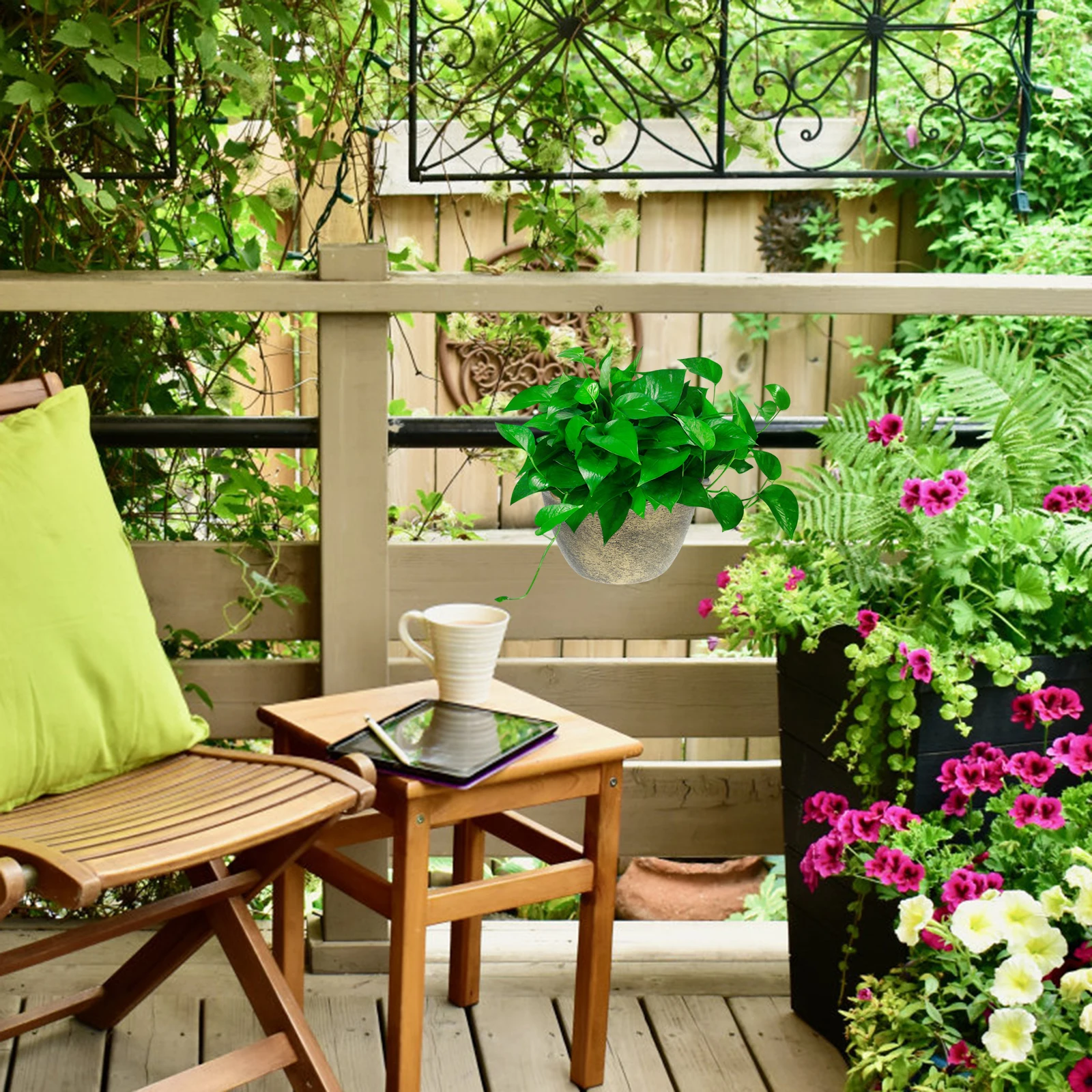 

Retro Spray Hanging Basket Pot Durable Plastic Wall Planters Indoor Absorb Water Minimalist Balcony Flowerpots Planter Pads