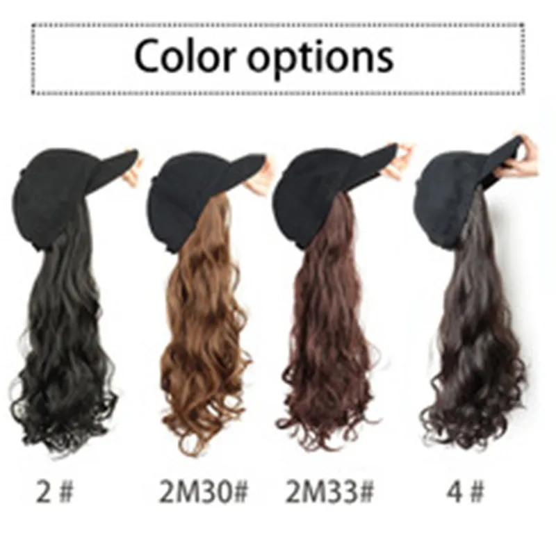 20Inch /50cm Hat Wig for Fashion Women Long Wave Baseball Cap Wig Curly Synthetic Hair Adjustable