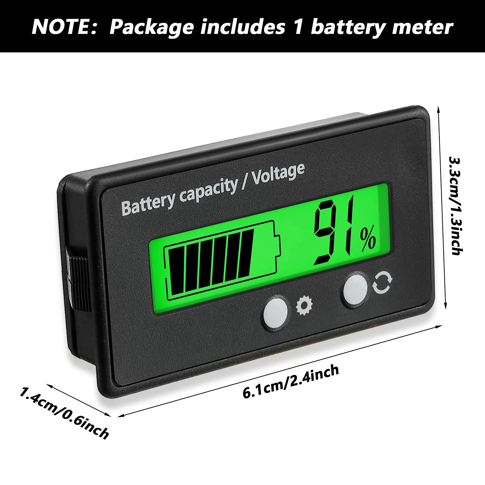 DC 12V 24V 36V 48V 60V 72V Golf Cart Battery Gauge with Alarm, Front Setting and On/Off Button Battery Capacity Meter Indicator