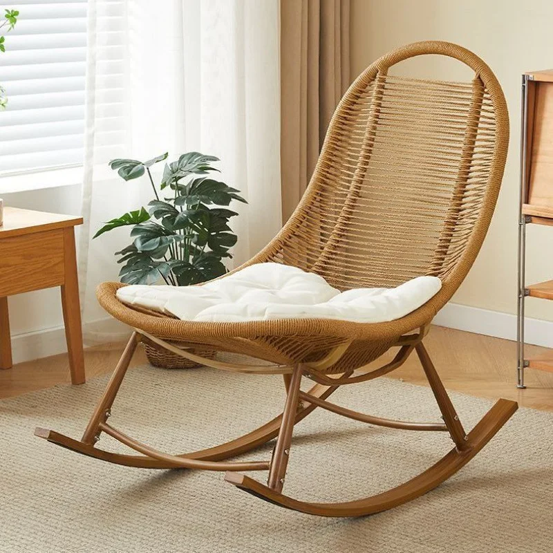 

Balcony rocking chair, garden rocking recliner, home living room leisure single outdoor rattan chair