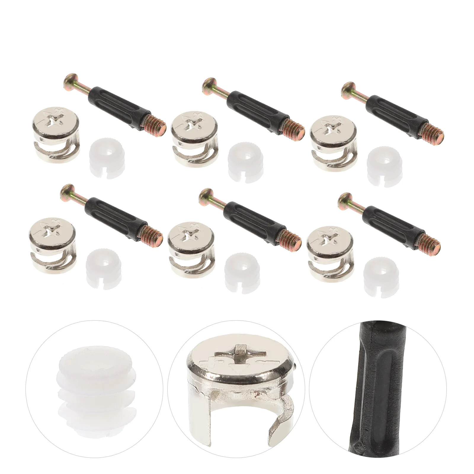 

100Sets Cam Lock Fittings Furniture Connecting Fasteners Durable Zinc Alloy Nylon for Cabinet Bookshelf Drawer Panel Connectors
