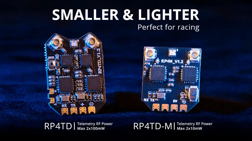 Radiomaster RP4TD-M ExpressLRS 2.4GHz Mini True Diversity Receiver Dual-Antenna