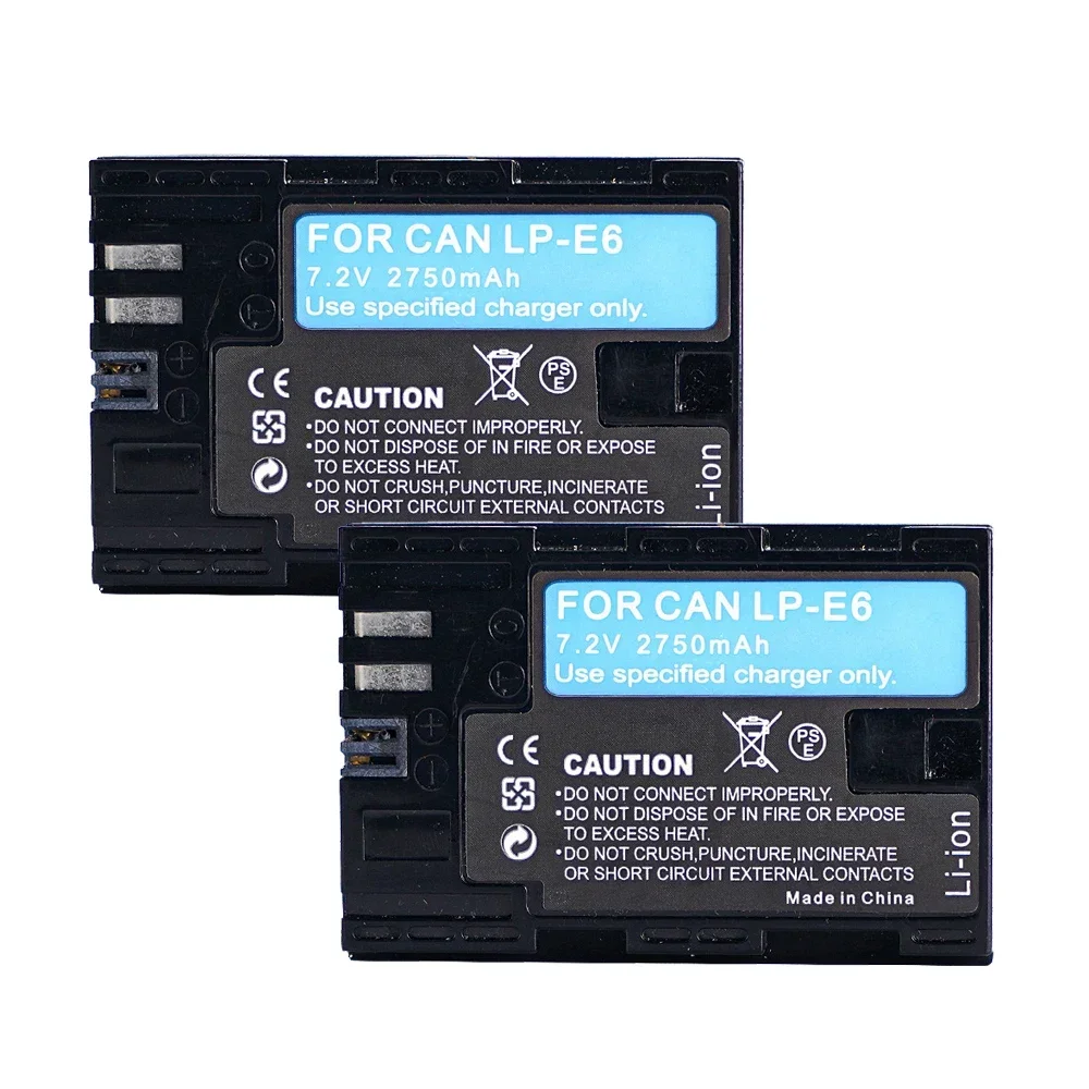 2650mAh LPE6 LPE6NH LP-E6N Battery with LED Dual Charger For Canon EOS 5DSR R series 5D Mark II 5D Mark III 6D 7D 70D 80D Camera