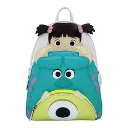 MINISO Disney Boo Mike Sully Cosplay Cute Kids Backpack Mochila PU Leather Pack Travel Girls Baby Handbag for Girls Shoulder Bag