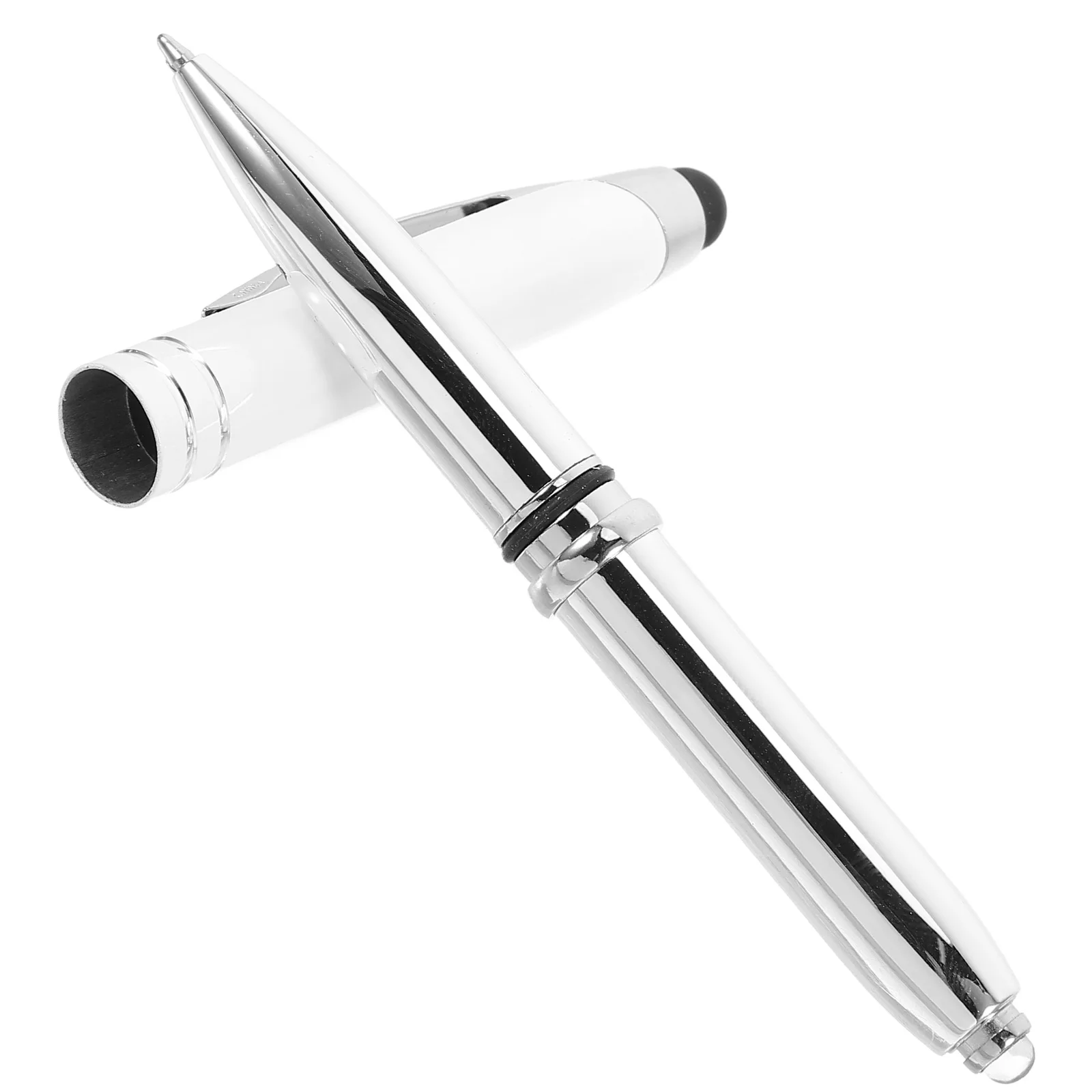 LED Light Ballpoint Pen Tip Multifunction with Stylus White Writing Daily Use Metal