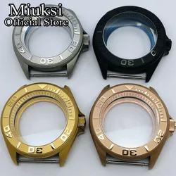 Miuksi 42mm watch case domed sapphire glass ceramic/titanium bezel 200m water resistant fit NH35 NH36 movement