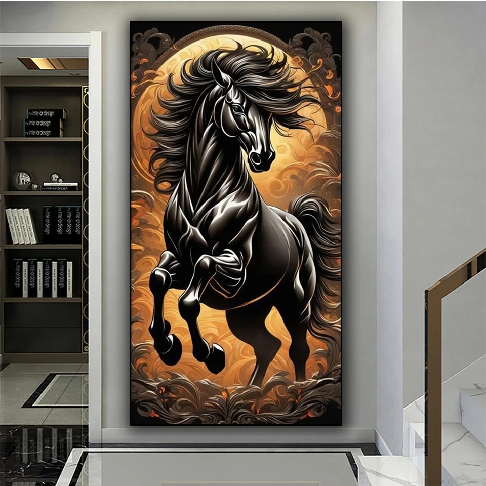 

Black Horse Diamond Painting New 2025 full Square/Round Diy Diamond Mosaic Animal Art For Living Room Home Decor Rhinestones