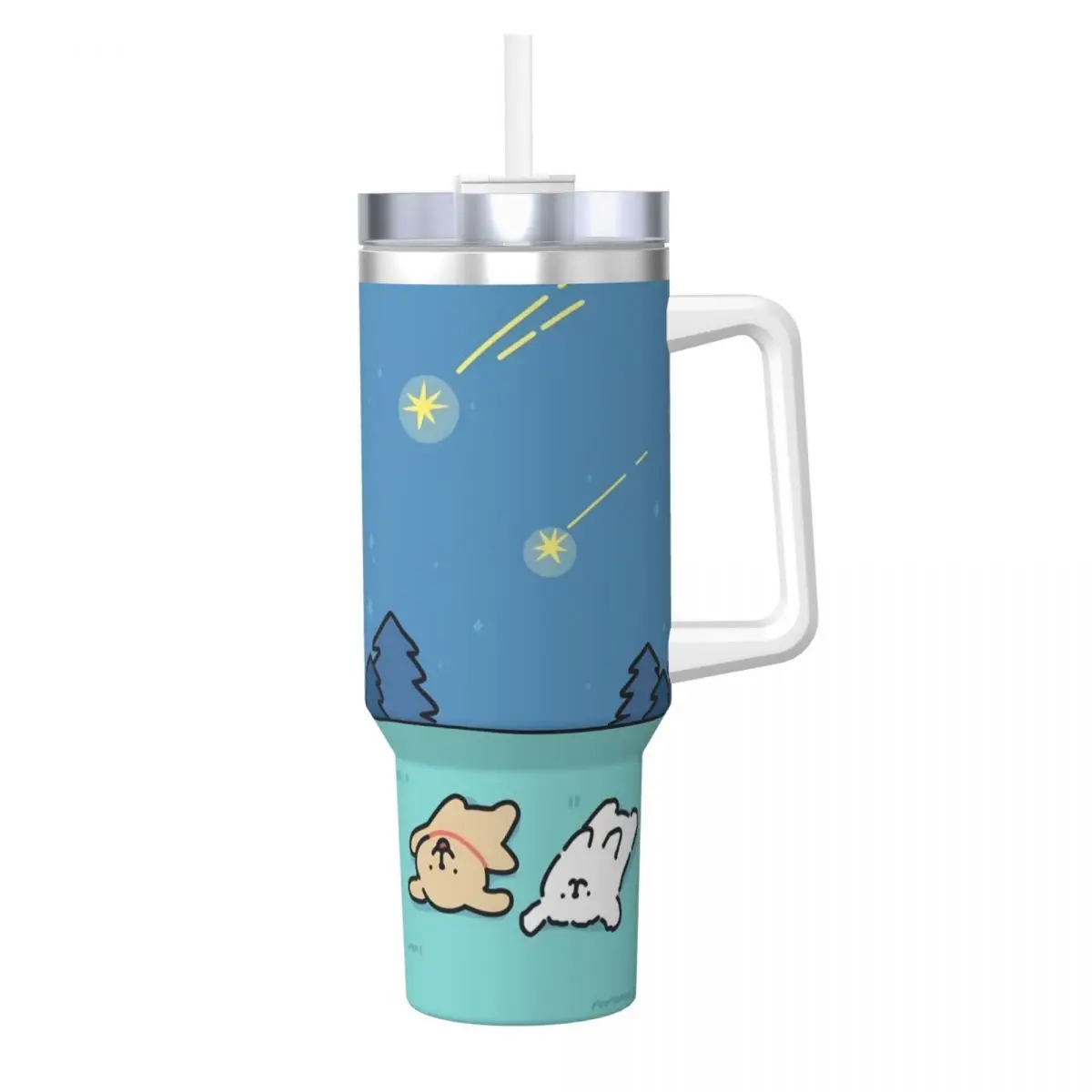 Maltese Line Dog Stainless Steel Tumbler Driving Coffee Mug With Straws and Lid Large Car Mugs Cold and Hot Water Bottle