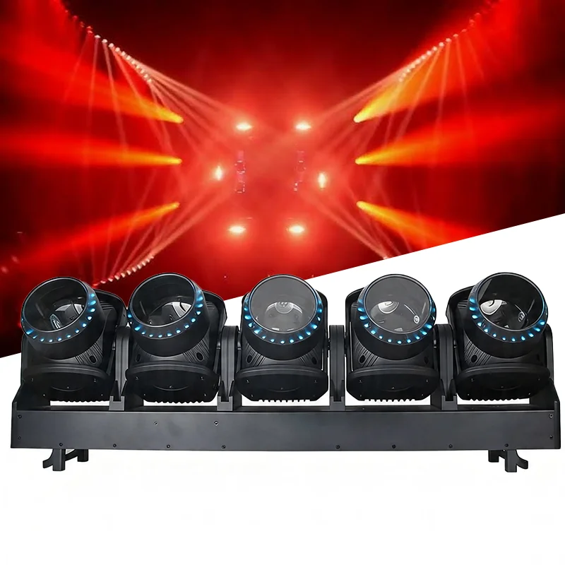 5x120W LED Linear Moving Head Stage Light RGBW 4in1 Zoom Beam Wash with Halo Aperture Ring Effect for DJ Event