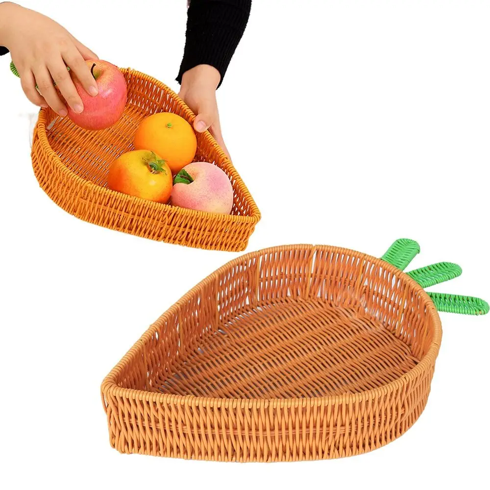 

Handmade Carrot Woven Basket Carrot Shape Sturdy Pantry Bread Organizer Decorative Ventilated Fruit Serving Tray Easter Party