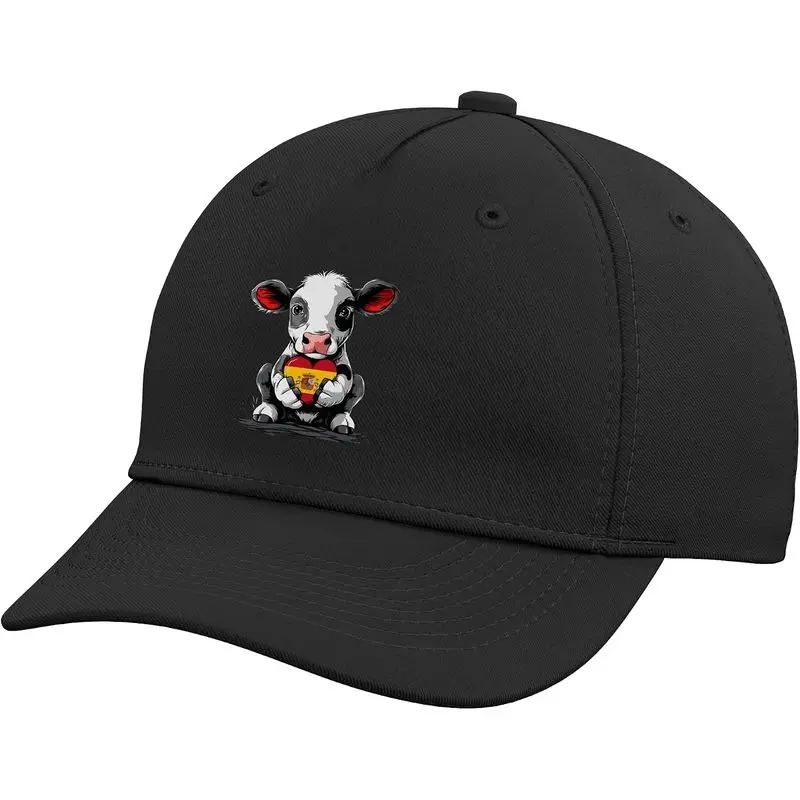 Spain Flag Cute Cow Spanish Pride Espanol Spanish Roots Adjustable Baseball Hat