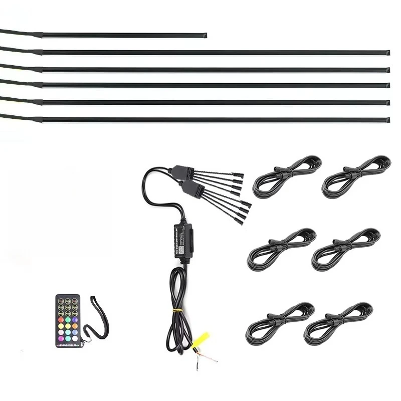 6PCS Dream Chasing Color Interior Car Lights Kit IP67 Waterproof APP and Remote Control Ambient Car LED Strip Light