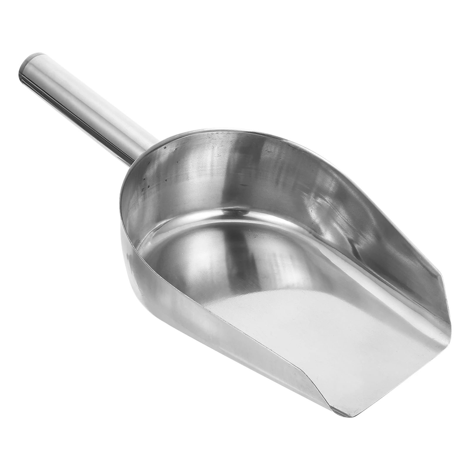 10 Inch Stainless Steel Ice Scoop Multipurpose Food Scoop Flour Shovel Grain Shovel Ice Cube Shovel Flat Concave Bottom Optional