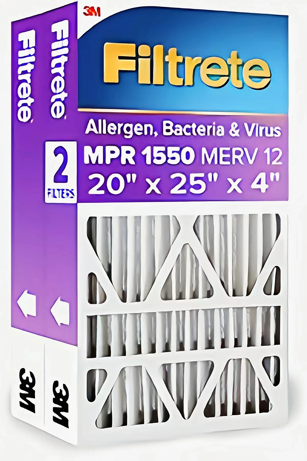 Filtrete 20x25x4 Air Filter, MPR 1550, MERV 12, Healthy Living Ultra Allergen Healthy Living 12-Month Deep-Pleated 4-Inch Air Fi