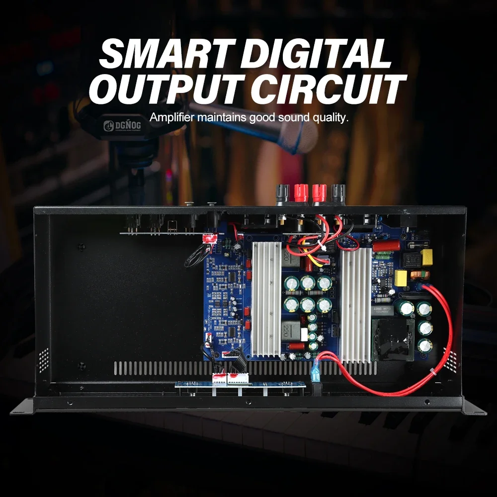 Amplificador de potencia profesional 2 canales 4 ohmios 800W * 2 Clase D amplificador de potencia Digital de Audio adecuado para actuaciones en escenario de DJ