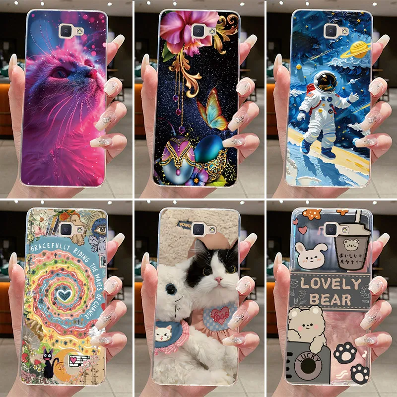 Phone Case For Samsung Galaxy J5 Prime / J7 Prime / J 7 Prime 2 Aesthetic Cute Cat Cool Clear TPU Back Cover Soft Silicone Cases