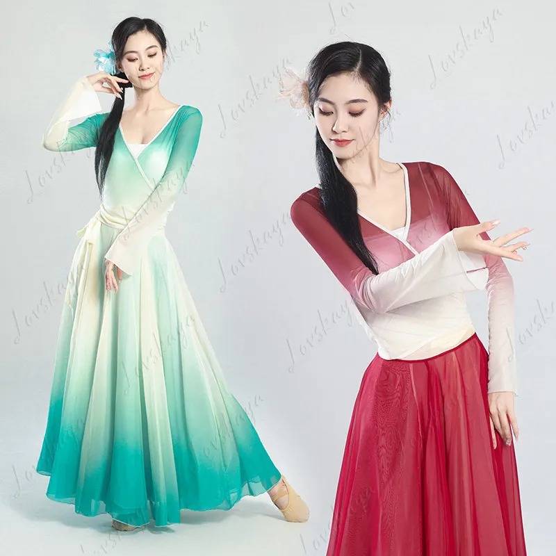 

Classical Dance Costume - Women's Chiffon Dress, Training Suit, Flowing Performance Dress, Chinese Dance Body Posture Set
