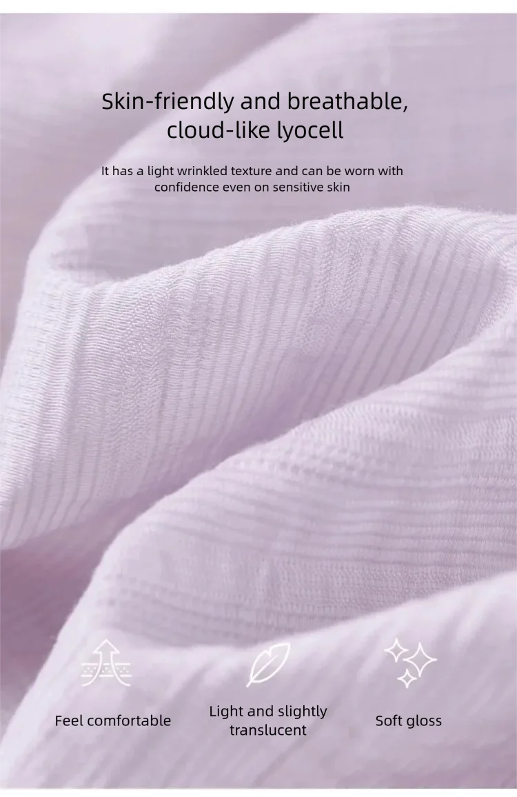 SENTUBILA Damen Oversize Lyocell Hemd 2026 Frühling Sommer Rundhals Langarm mit Kordelzug Transparentes Lässiges Oberteil 161WB5014 – Detail 20
