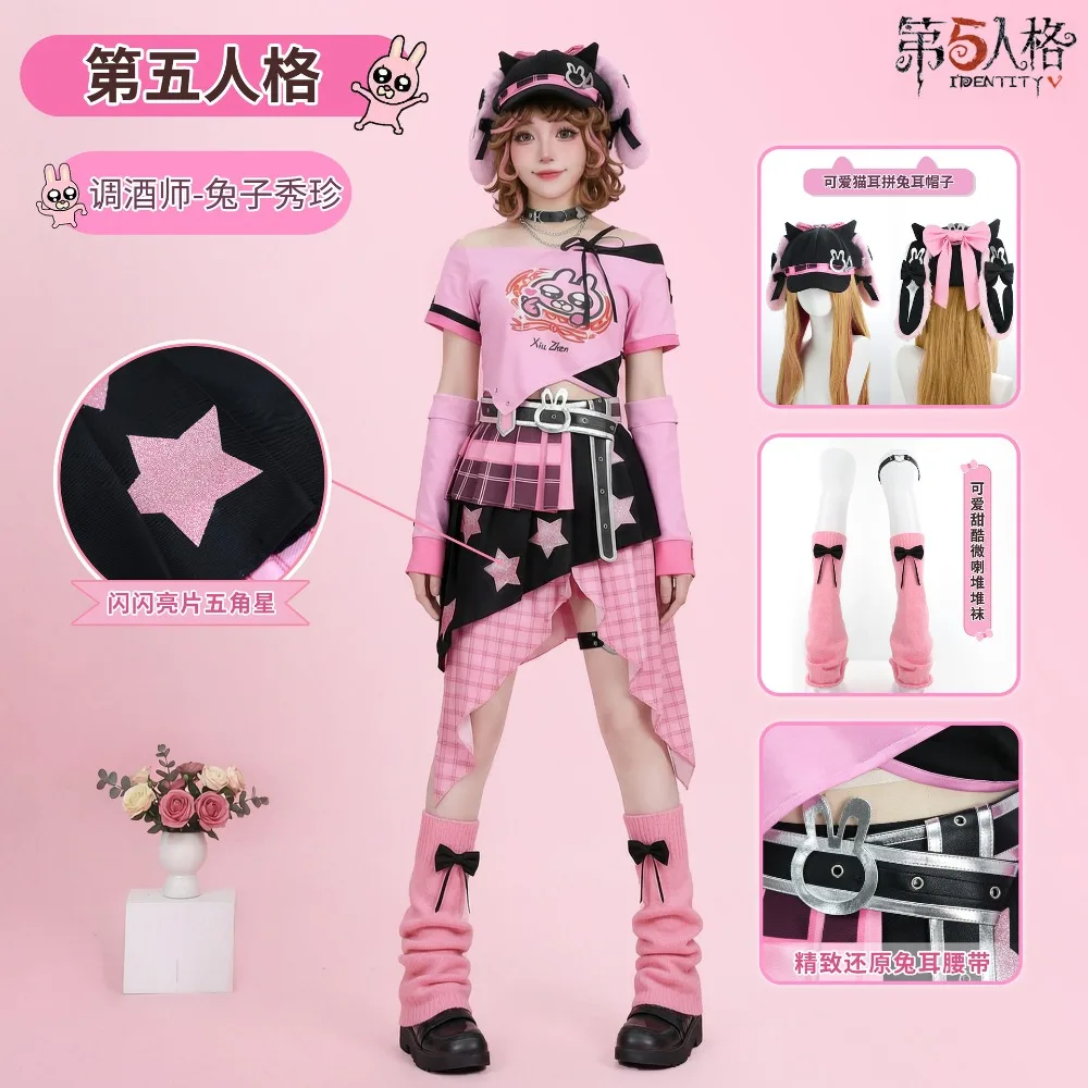

Identity V Barmaid Demi Bourbon Collaboration Cosplay Full Set Sweet Y2K Outfit with Hat Accessories Halloween Comic Con Costume