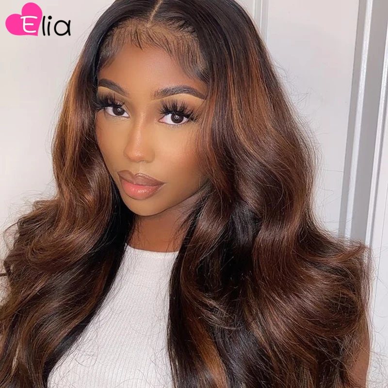 Human Hair Wig Clearance Sale Highlight Brown Highlight Blonde Wigs Human Hair Cheap Wigs Ship out within 24 hours Lace Wigs