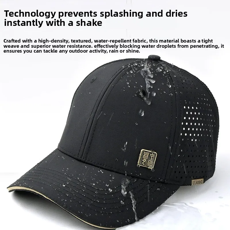 Chinese Baseball Cap for Men Summer 2025 Breathable Mesh Sun Protection Quick Dry Dad Hat for Large Head Size & Outdoor