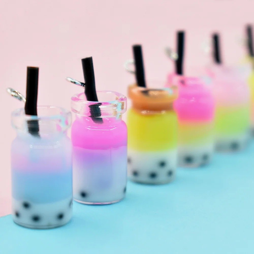 

10pcs Mini Resin Kawaii Milk Tea Bottle Flatback Cabochon Scrapbook Supplies Miniature Accessories DIY Figures For Crafts Items