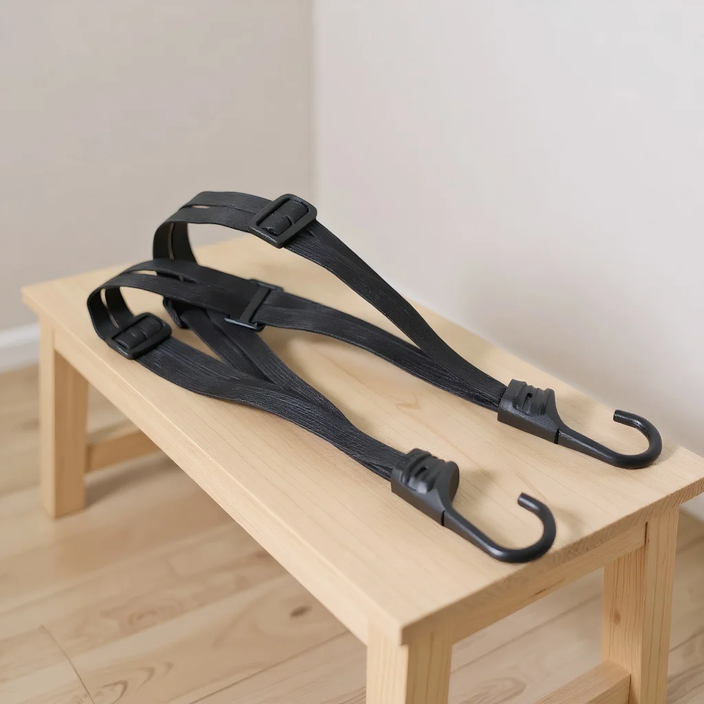 

​ ​ Ремень для мотоциклетного шлема двойного размера (24 дюйма/90 см) — выдвижной банджи-шнур с 2 крючками для багажа/велосипеда/кемпинга ​ ​