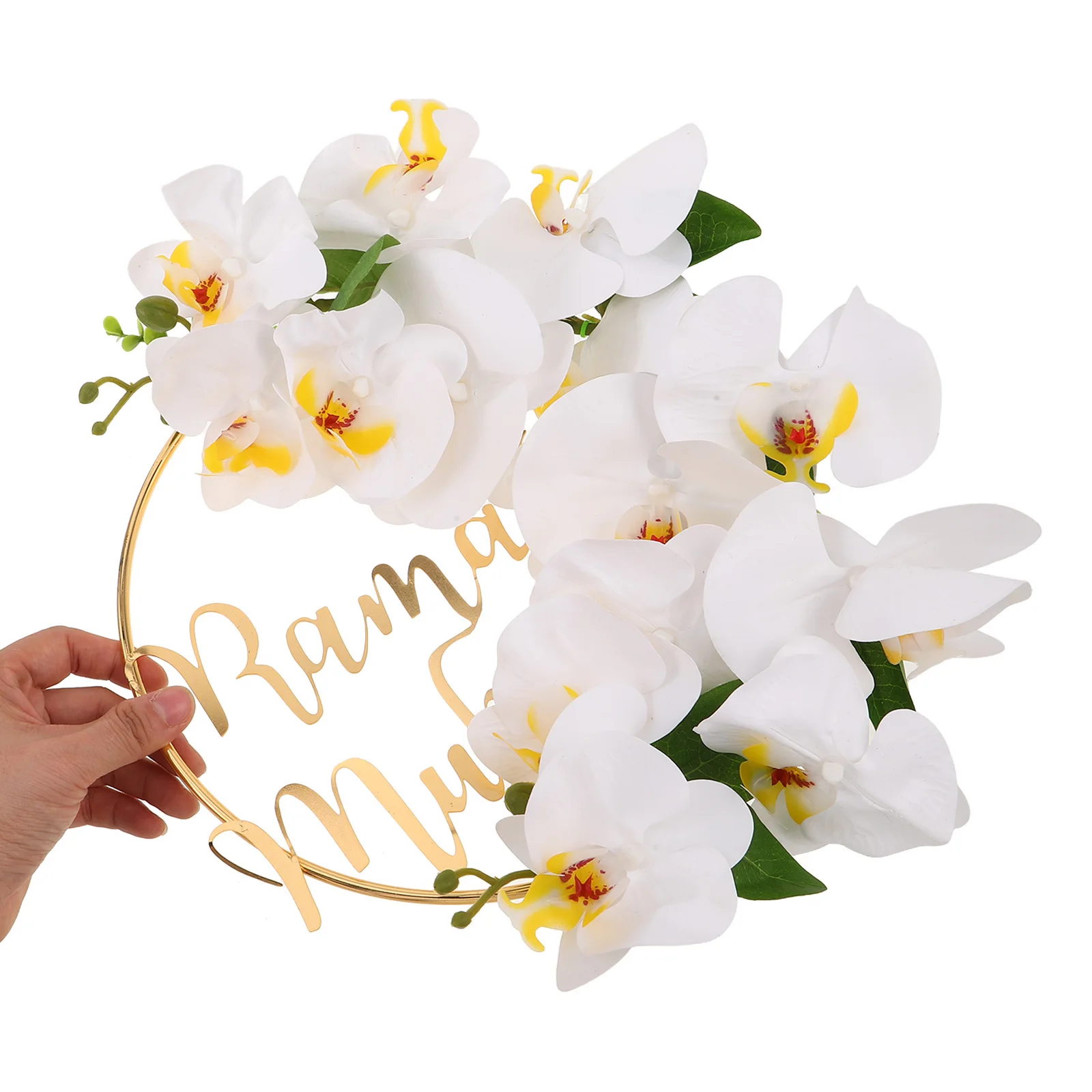 

Floral Eid Mubarak Wreath for Front Door, Handmade White Rose Wreath, Vivid Artificial Holiday Door Decor, Ramadan and Eid Home