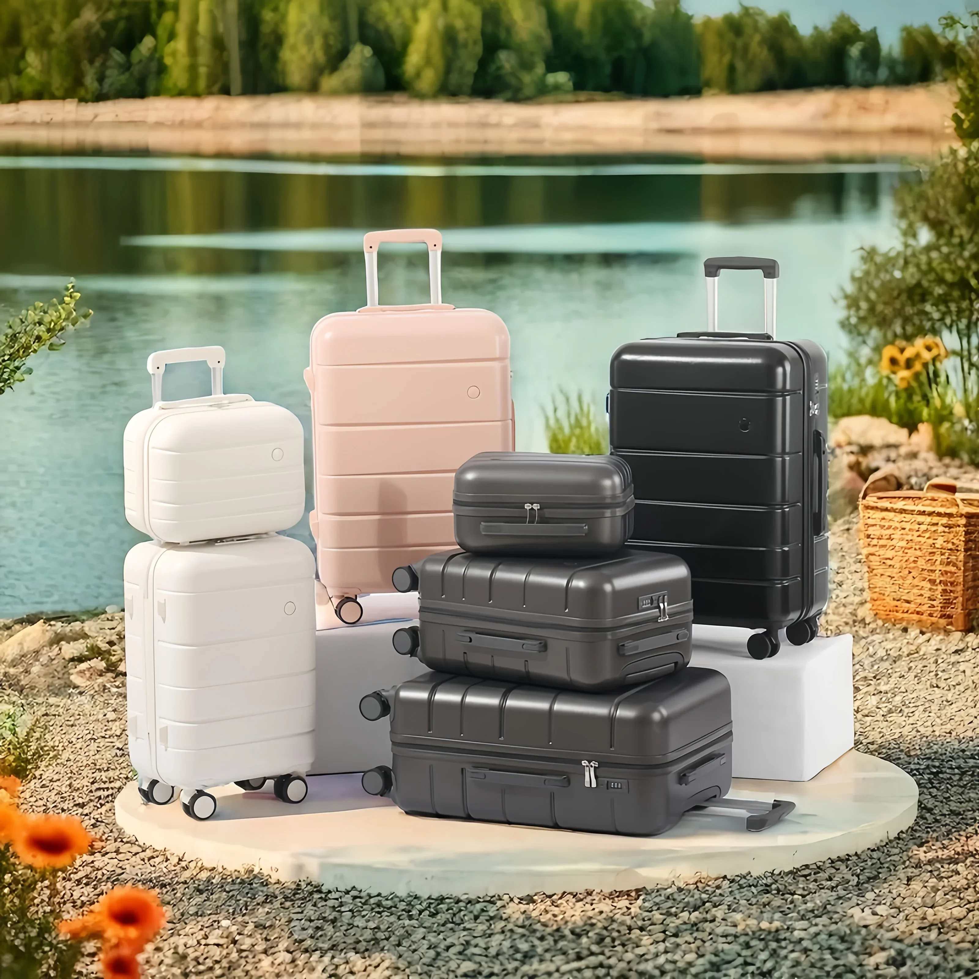 Lightweight 4pcs Luggage Set - Sturdy ABS+PC Shell, Telescopic Carry Handle, Spinner Wheels, Business Trips, 14/20/24/28 Inches