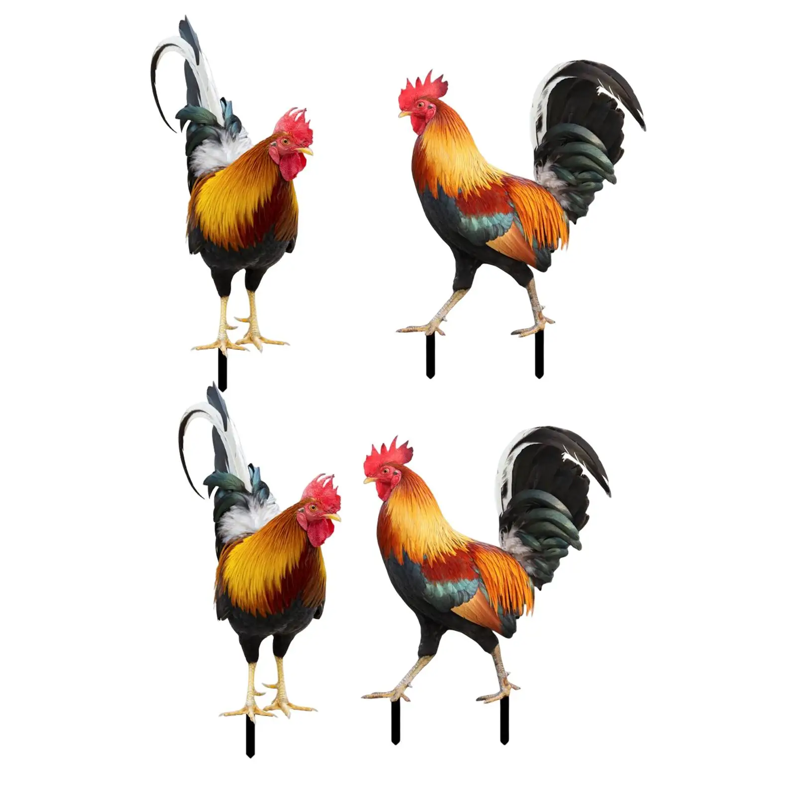 Rooster Animals Acrylic Statue Stake Decor for Outdoor Gardens Garden Ornaments Sculpture and Backyard Yard Decorating