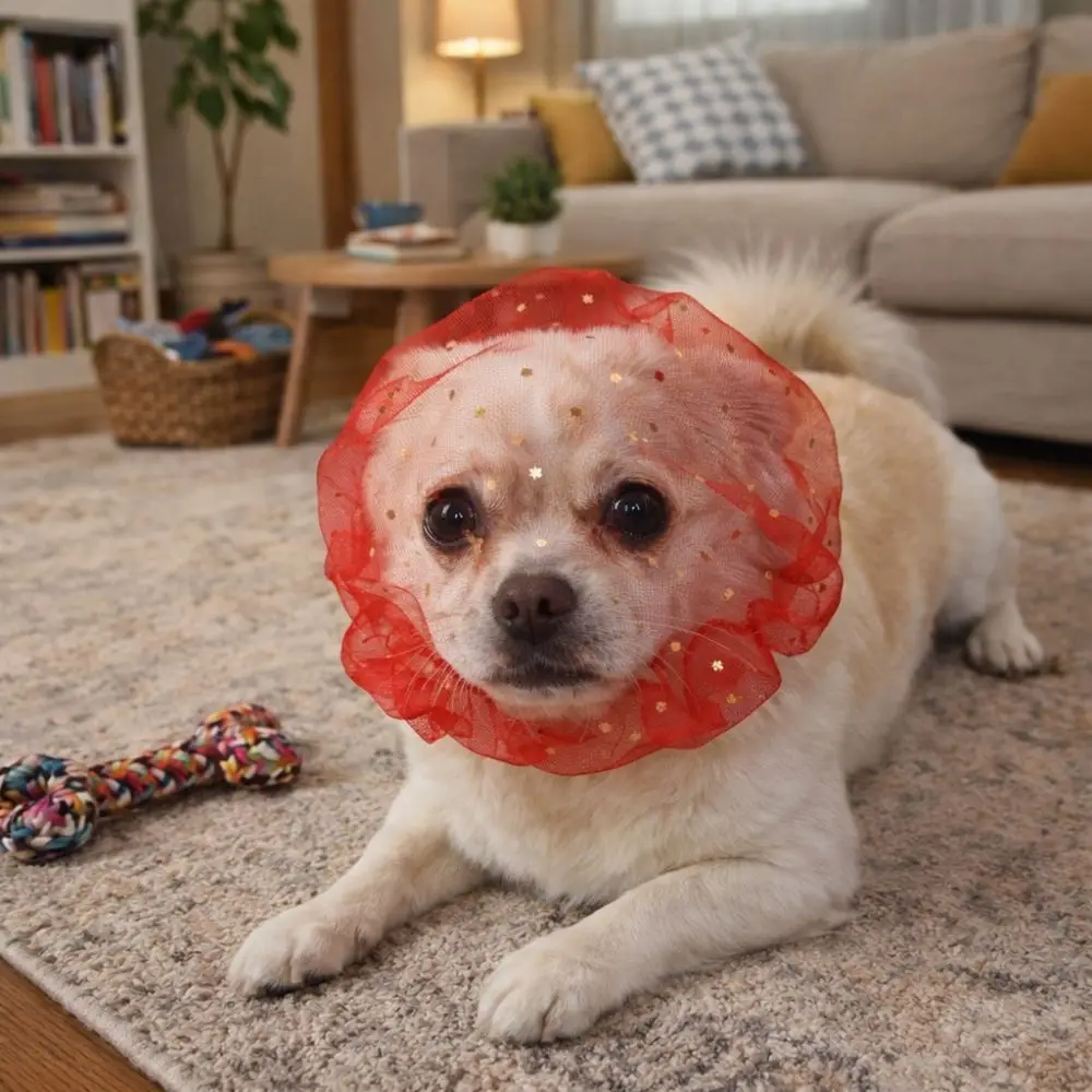 Breathable Pet Protective Mask Adjustable Comfort Anti-Bite Head Cover Polyester Pet Facial Protection Random Eating Prevention