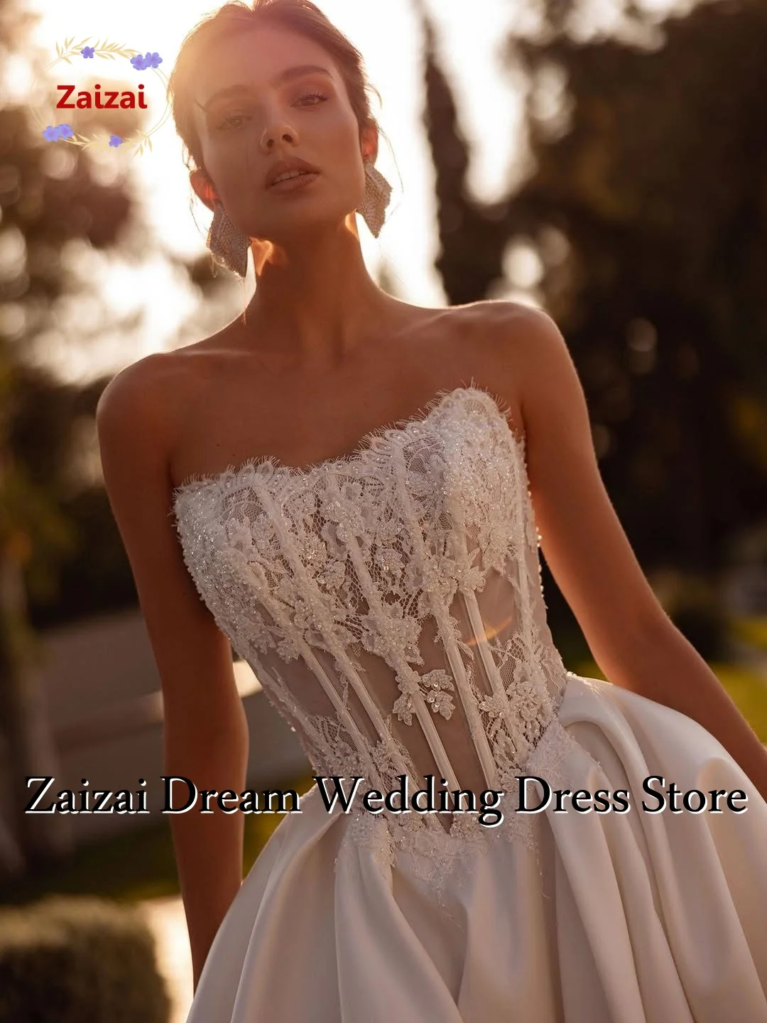 Customzied Elegant Strapless Wedding Dresses Formal Sleeveless Bridal Gowns Stylish Floor-Length Wedding Gowns Vestidos De Novia