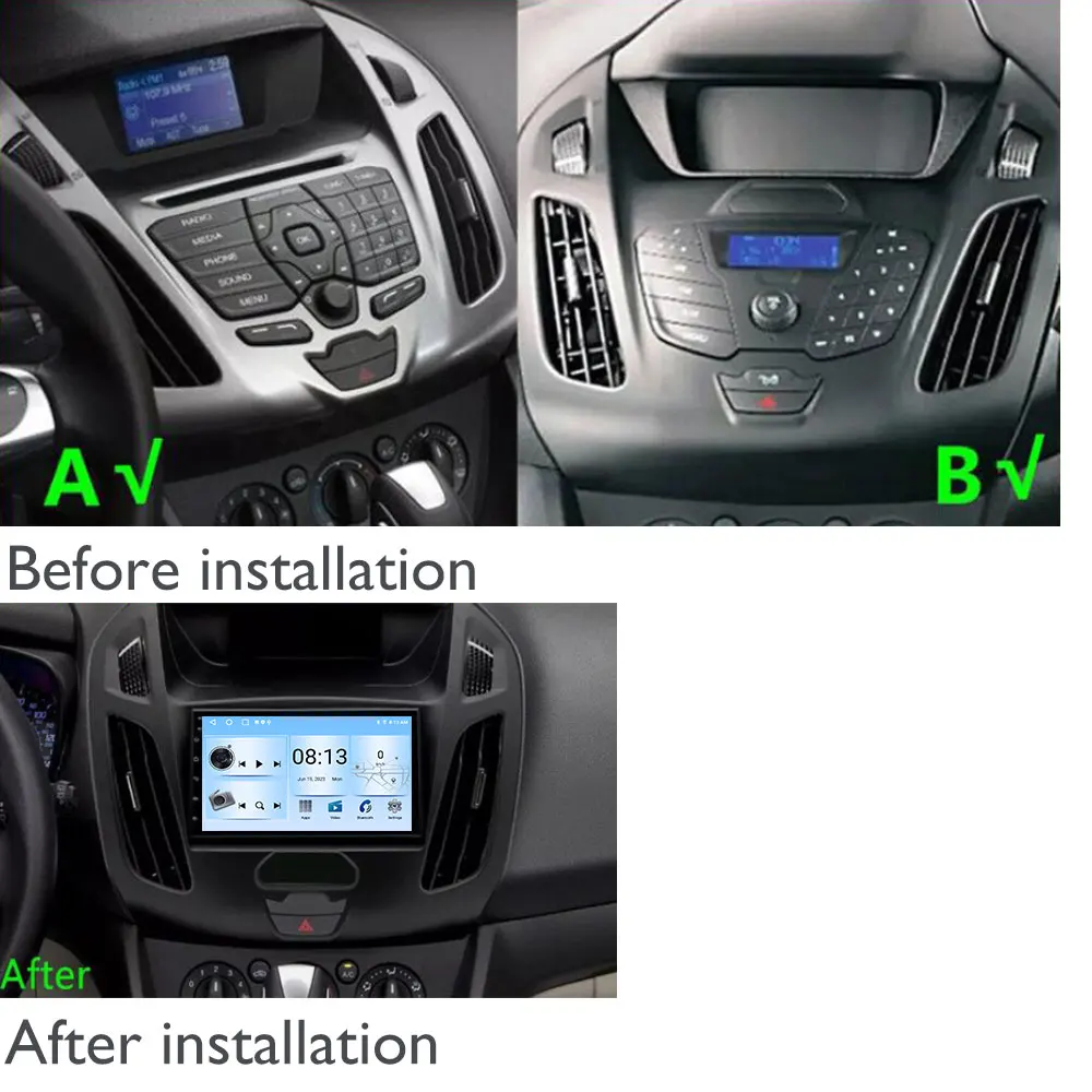 Carplay Android Auto 2K QLED Head Unit Touch ScreenFor Ford Transit /Tourneo Conncet 2014-2018 Android 16 Car Multimedia Player