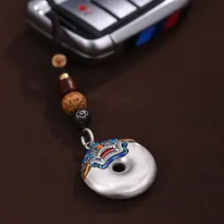 Retro mythical wild animal enamel safety buckle Electroplated Silver Keychain Totem Keyring Gift for Men Car Key Accessories