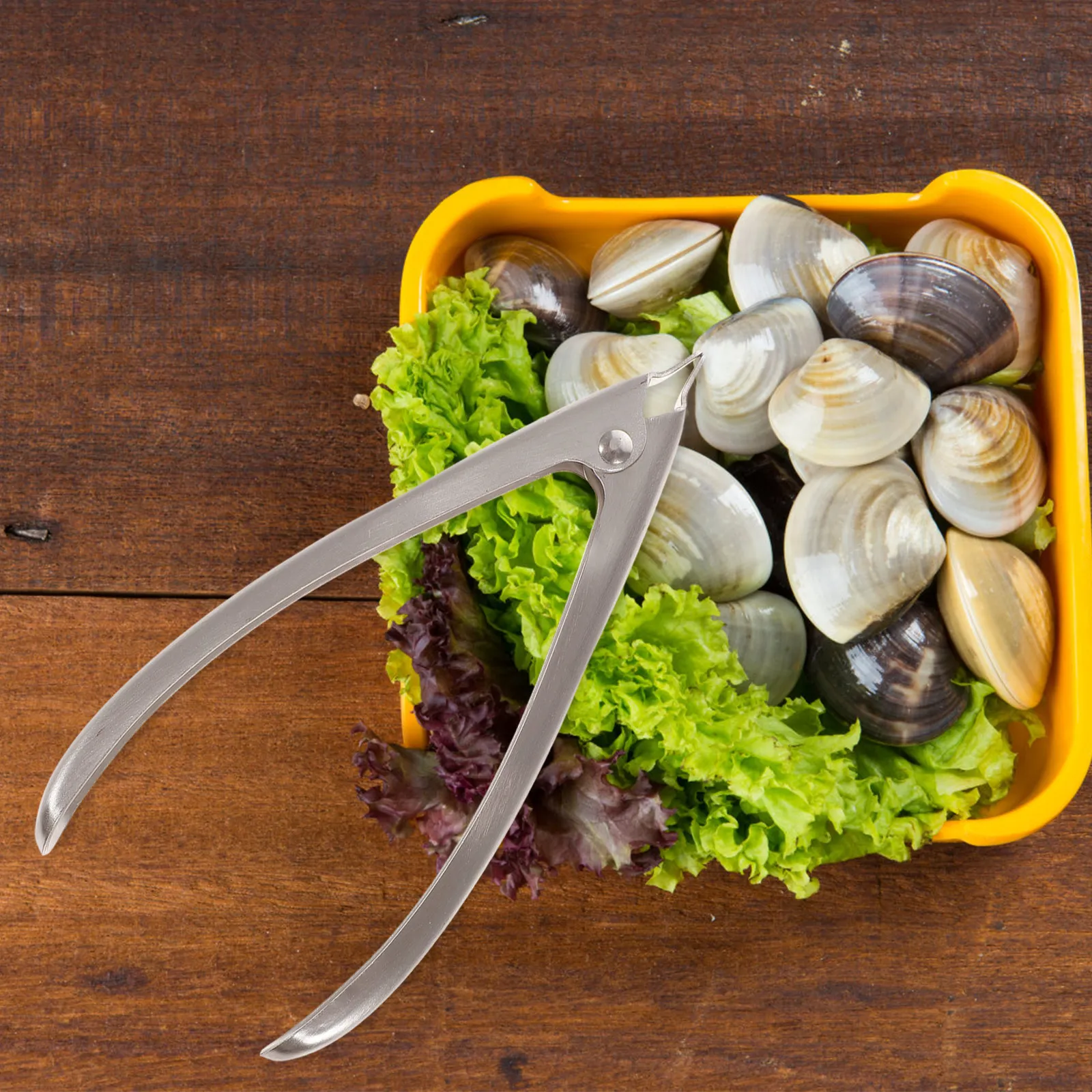 Stainless Clam Opener Heavy-Duty Clam Clip with Resistance Spring Auto-Open Function Non-Slip Grip Ideal for Seafood Restaurants