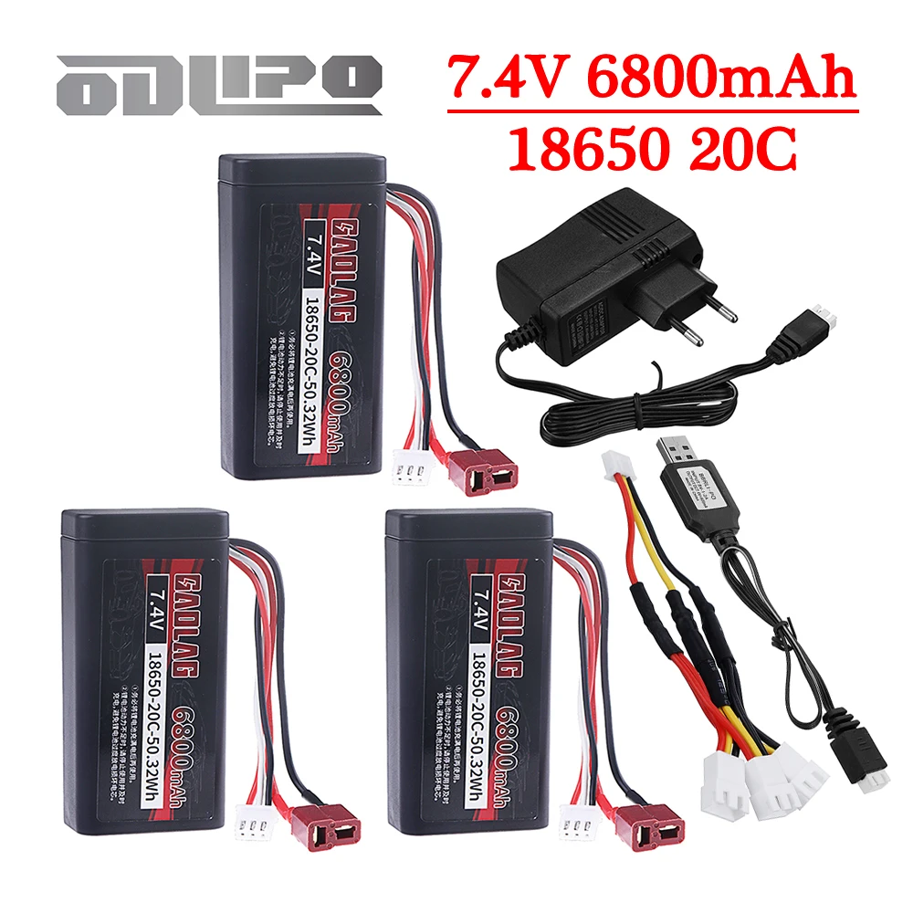 2S 7.4V 6800mAh Li-ion Battery 18650 For Wltoys 144001 A959-B A969-B A979-B K929-B 12428 12423 10428 Q39 RC Car Spare Parts