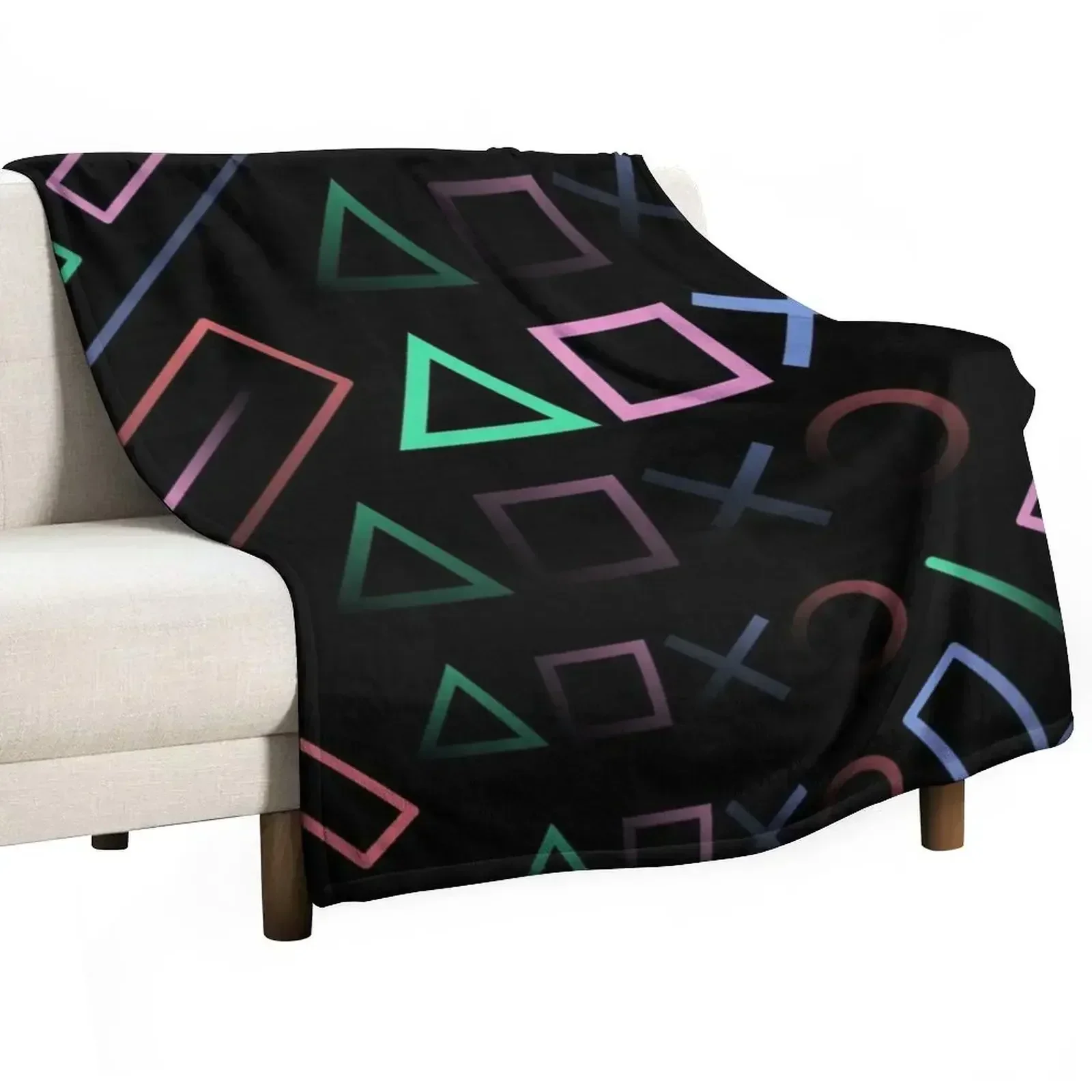 Digital Classic Gamer Icons Pop Art Throw Blanket Color Fast Cozy Throw Blanket
